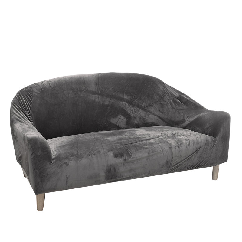 Housse pour canapé à coussins en T, Velours gris velours, H 0,01 po x l 55 po x P 55 po