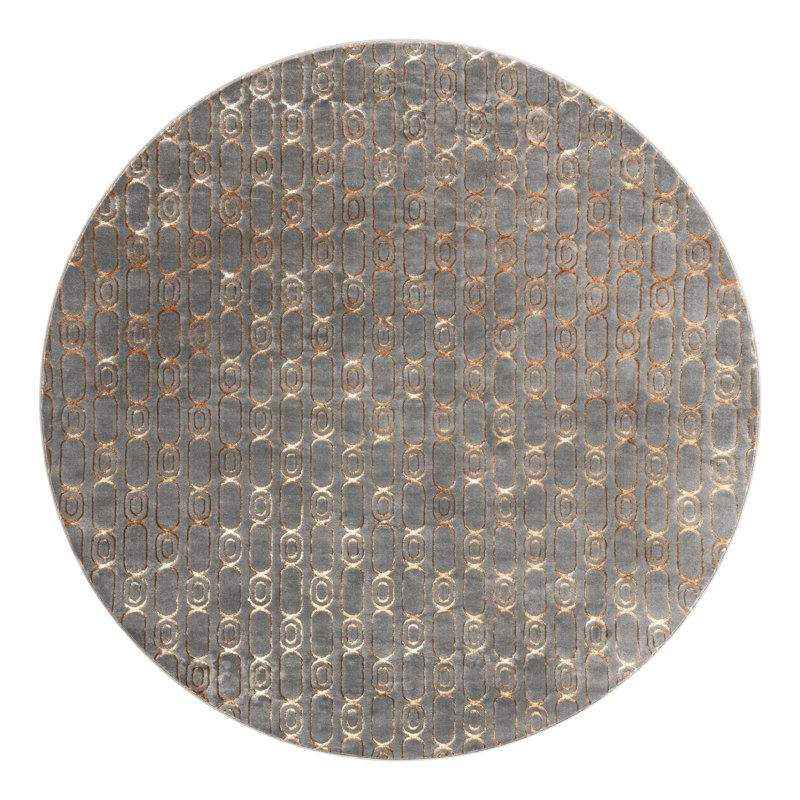 Latitude Run® Column Nikica Rug Gray and Gold, Round 10'