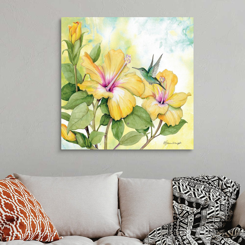 " Hibiscus " by Susan Winget Painting Print, Wrapped Canvas, 48" H x 48" W x 1.25" D