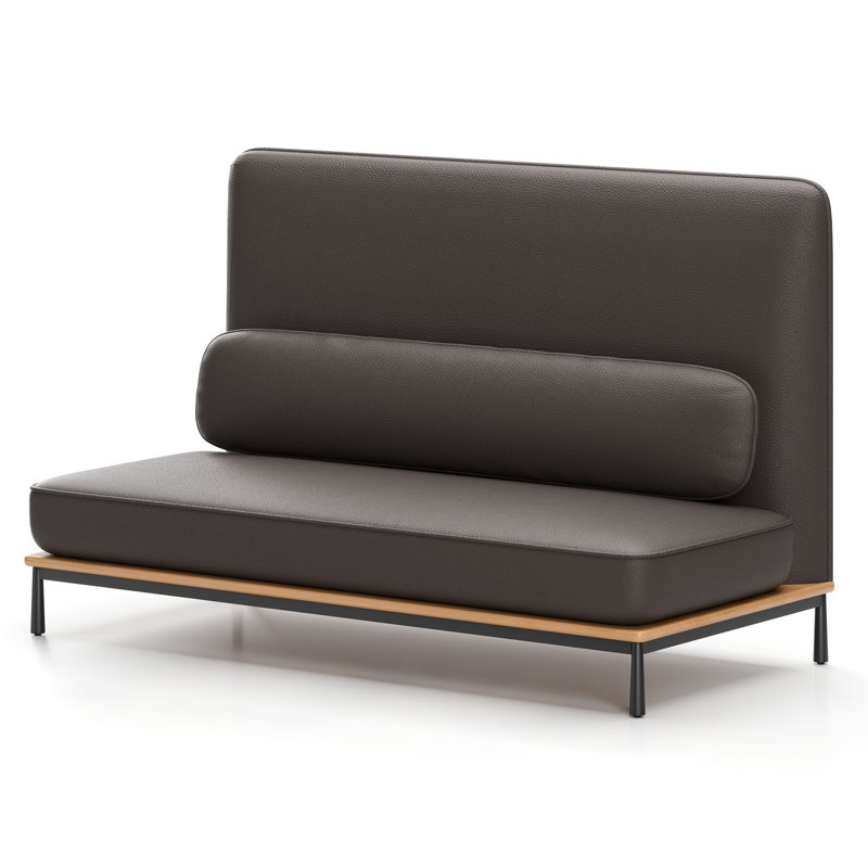 Arc Sofa Two-Seater High Back Middle, Omega Gray, Natural Oak