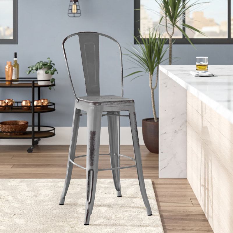Tabouret de bar Iddings, Argent lustré, 1, Tabouret de bar (siège d'une hauteur de 30 po)
