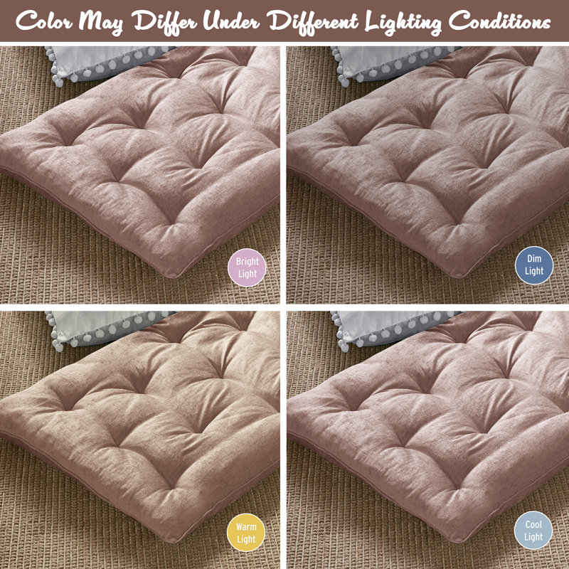 Edelia Poly Chenille Lounge Floor Pillow Cushion, Blush
