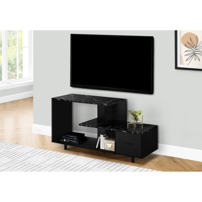 Meuble audio-vidéo contemporain de 48 po de style contemporain en marbre noir
