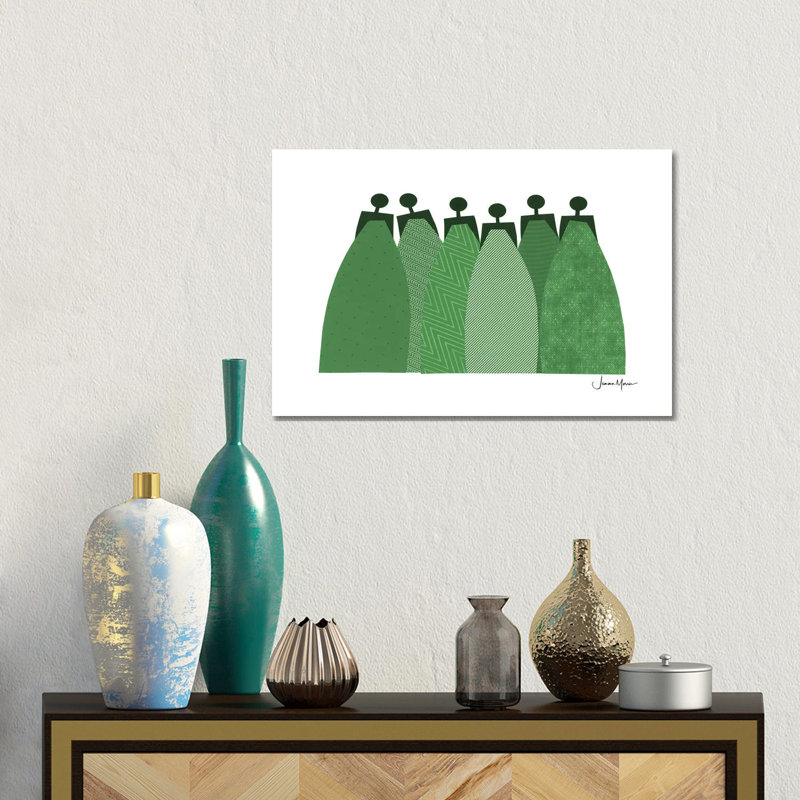 6 Emerald Dresses by LouLouArtStudio - Gallery-Wrapped Canvas Giclée on Canvas, Wrapped Canvas, 30.48 cm H x 45.72 cm W