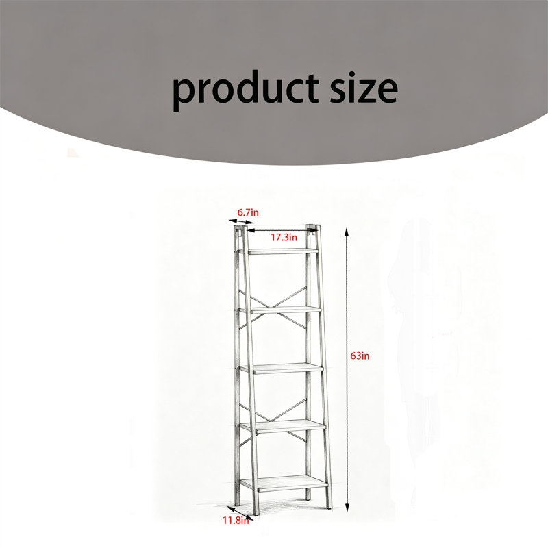Corner Shelf, Ladder Shelf, Bookshelf, Freestanding Corner Storage Rack, Grey