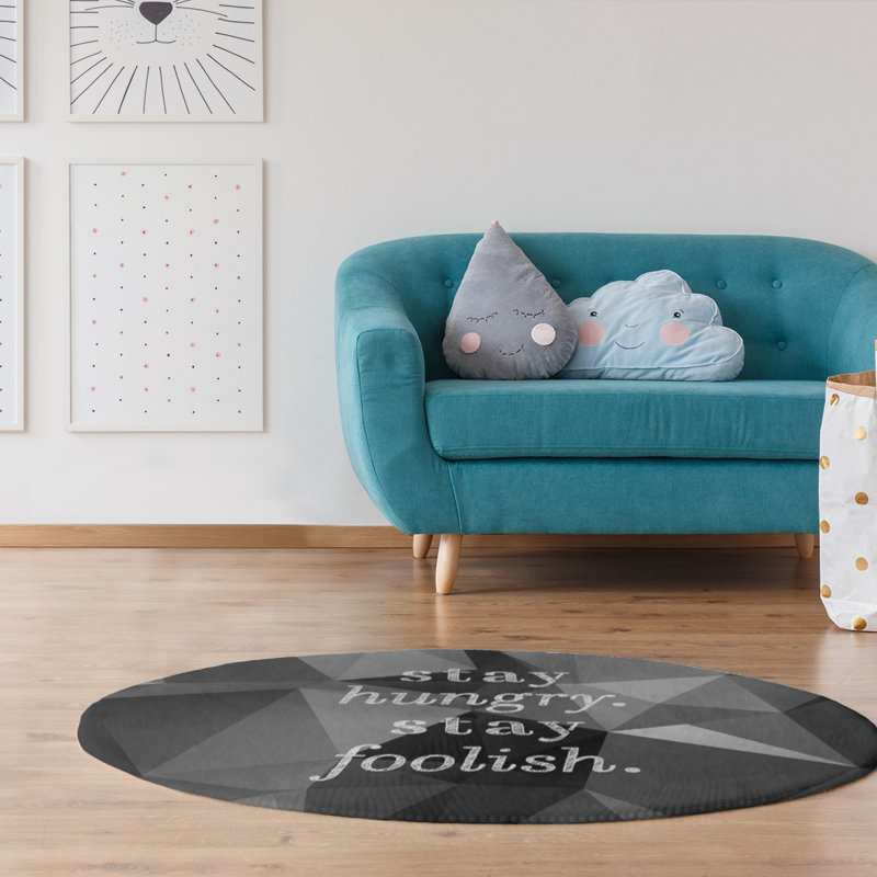 Tapis en polyester à garder un guillemet en simili-pierre, Rond 5 pi