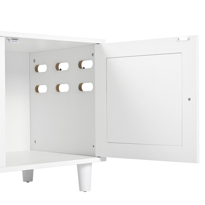 Armoire pour chat moderne en bois avec griffoir en sisal, litière pour chat avec rangement, table d'appoint blanc crème