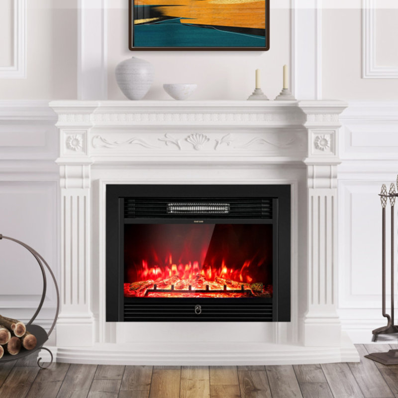 28.5 in. Electric Fireplace Insert with 3 Flame Colors, 5 Brightness Levels, Timer, Overheating Protection, Black