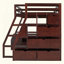 Lit mezzanine avec 7 tiroirs, 2 tablettes et un bureau