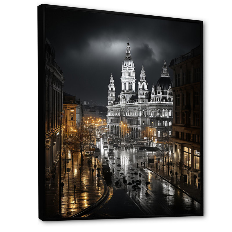 «Vienna Beautiful Beautiful Cityscape», reproduction sur toile encadrée, Cadre flottant noir, H 20 po x l 12 po x P 1 po