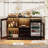 BROTTAR Large Coffee Bar Cabinet with Fridge (Fridge Included) Liquor Wine Bar Cabinet with LED Lights, Glass Holder, Wine Rack, Human Body Sensor, Buffet Sideboard for Home, Black