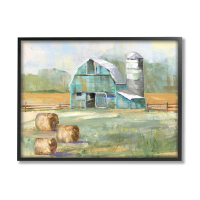 «Contemporary Farm Farm Barn Bails Empty Field» par Sally Swatland, impression sur toile tendue