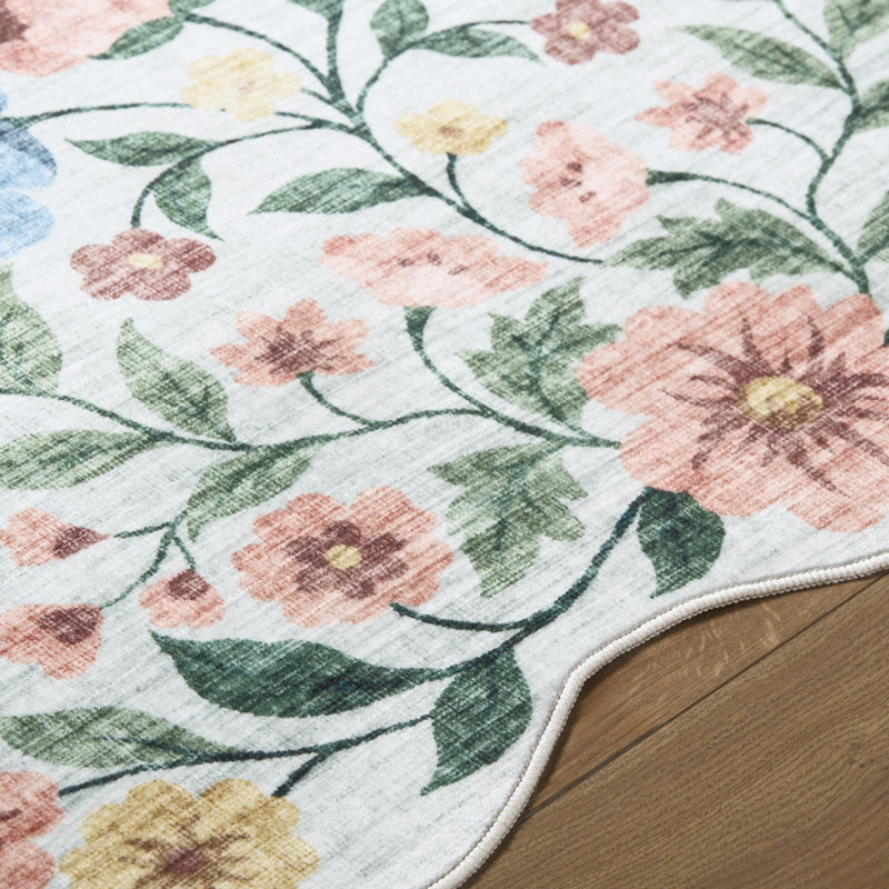 Eavan  Machine Woven Rug, Rectangle 7'6" x 9'5", Blue/Brown/Pink/Tan/Teal/Green