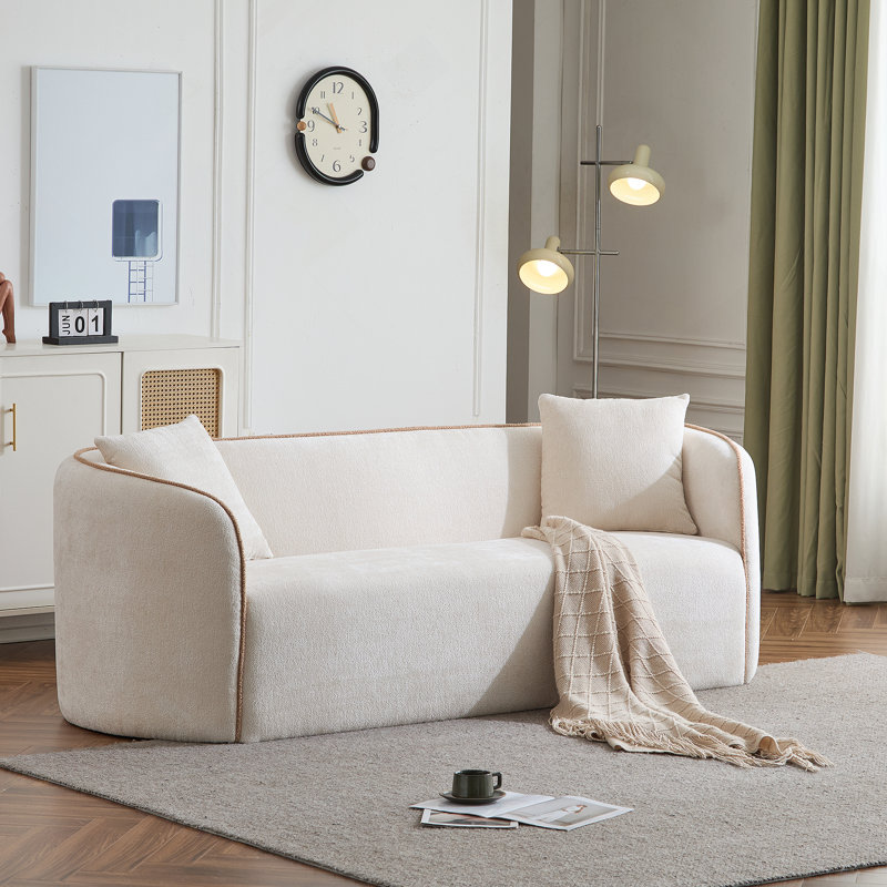Canapé incurvé Coral de 82 pouces avec coussins épais et structure robuste pour des espaces de vie élégants, Beige