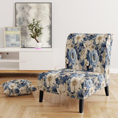 Rustic Victorian Brocade Victorian Pattern - Upholstered Floral Accent Chair Cottage Side Chair