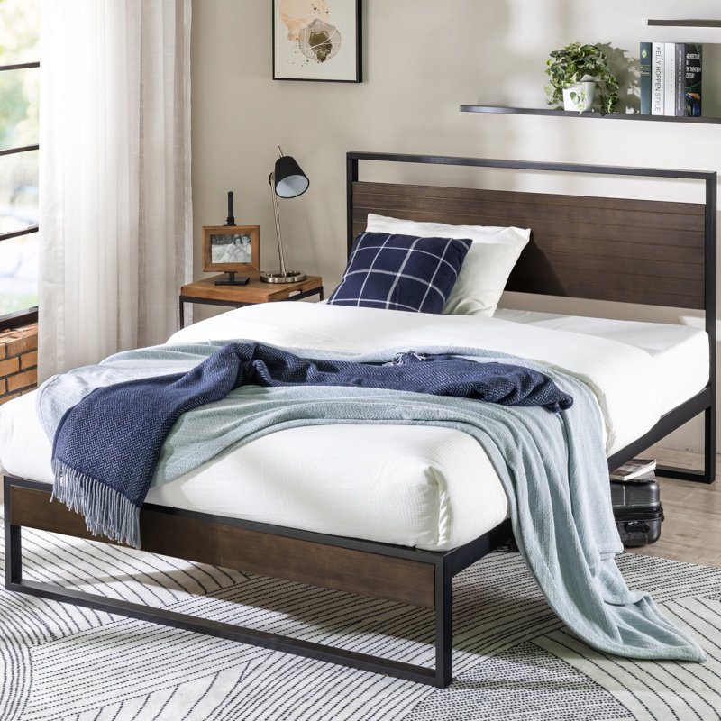 Lit plateforme Noblesville, Simple, Gris délavé