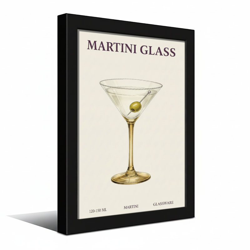 Verre à martini avec olive, Toile tendue, Ne s’applique pas, H 24 po x l 16 po