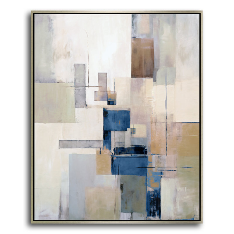 Abstract Print, Floater Framed, Silver