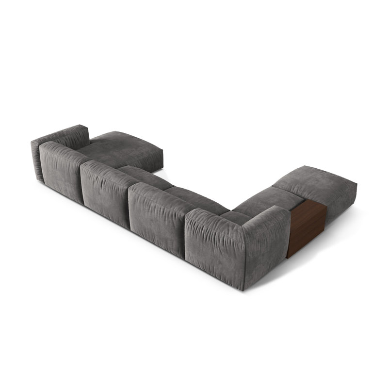 Bedar 5 Seater Velvet Corner Sofa , Left Hand Facing, Grey