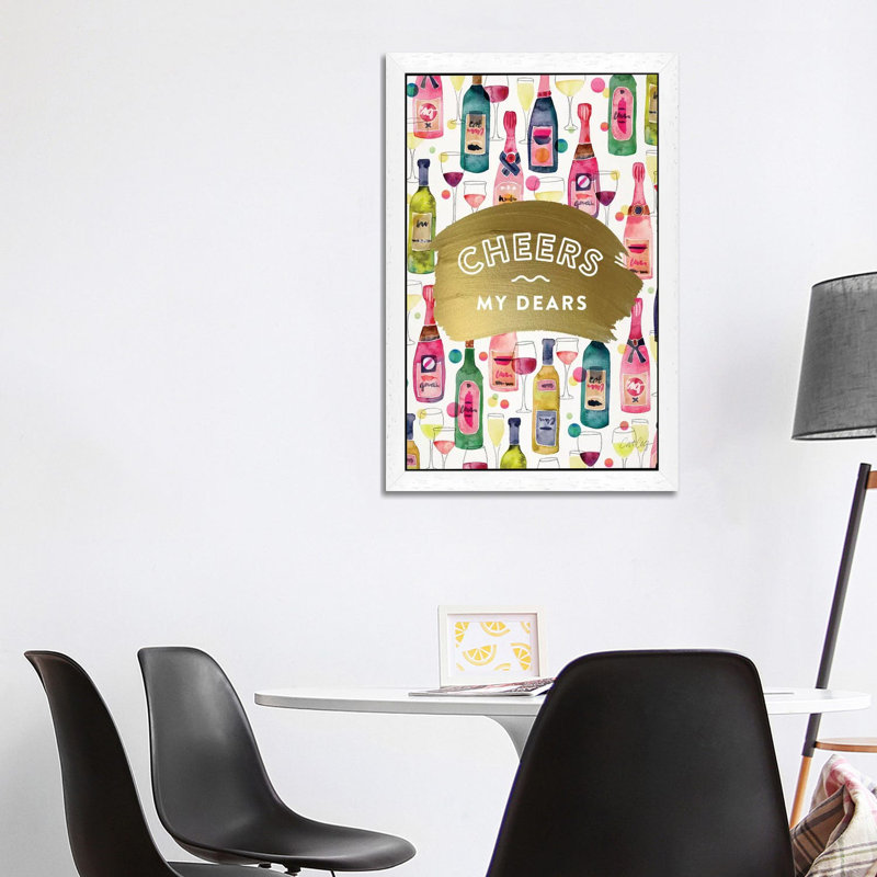 Cheers My Dears by Cat Coquillette - Painting, 101.6 cm H x 66.04 cm W, White Floater Framed