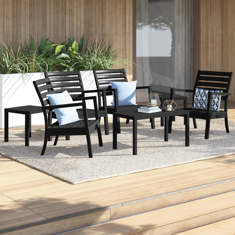 Quadis 4 - Person Patio Conversation Set with Cushions, White, Canvas Natural Sunbrella® Canvas