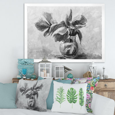 «Mono Still Life Of Flowers In A Vase», reproduction d'art sur toile
