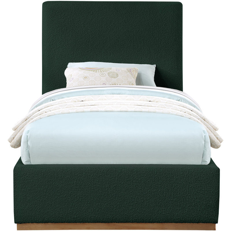 Monaco Piero Boucle Fabric Bed, Twin, Green Boucle Fabric