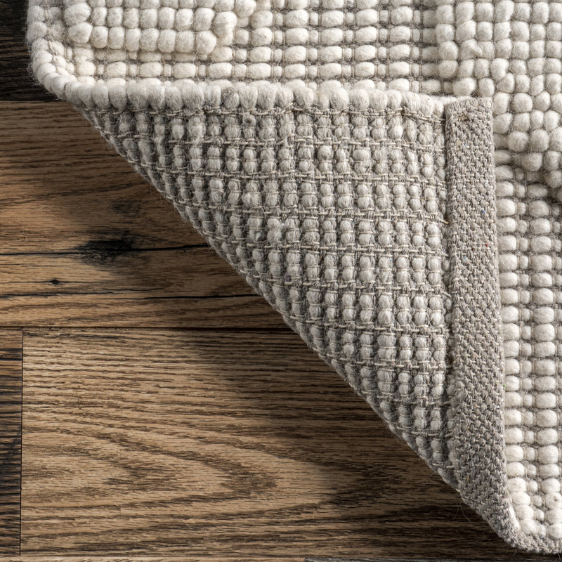 AvionTextured Geometric Wool Area Rug, Rectangle 4' x 6'