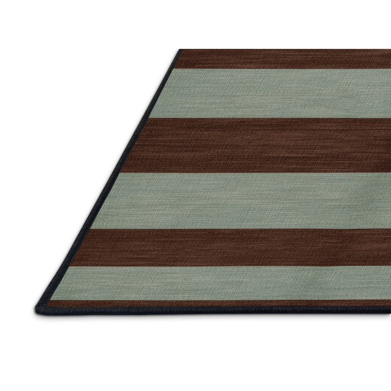 Tapis brun à rayures horizontales lavable à la machine, Tapis de couloir 2 pi x 4 pi