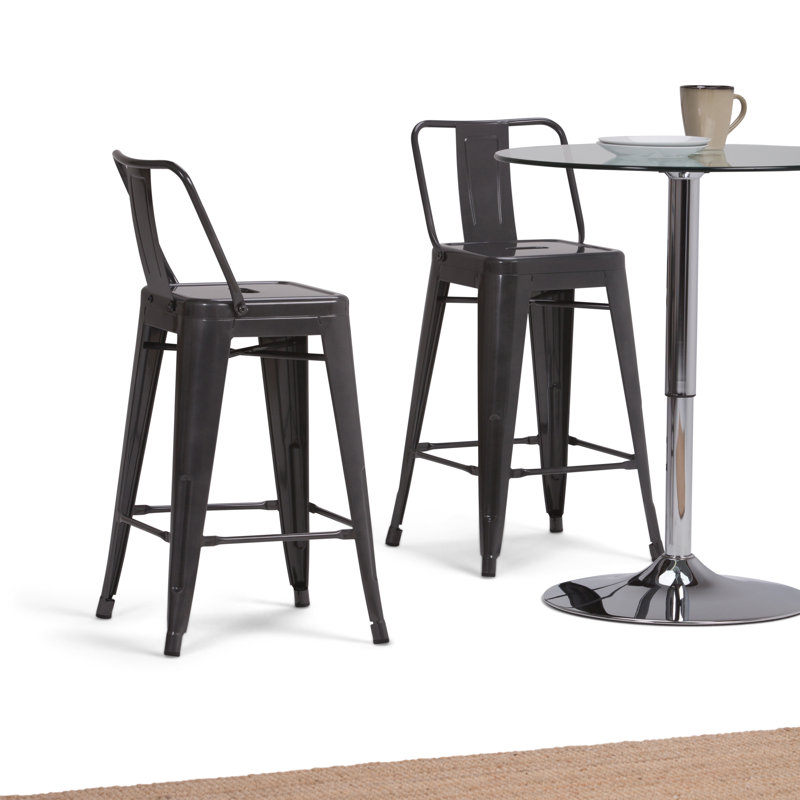 Tabouret en métal Rayne, Gris, Tabouret de comptoir (siège d'une hauteur de 24 p, 2