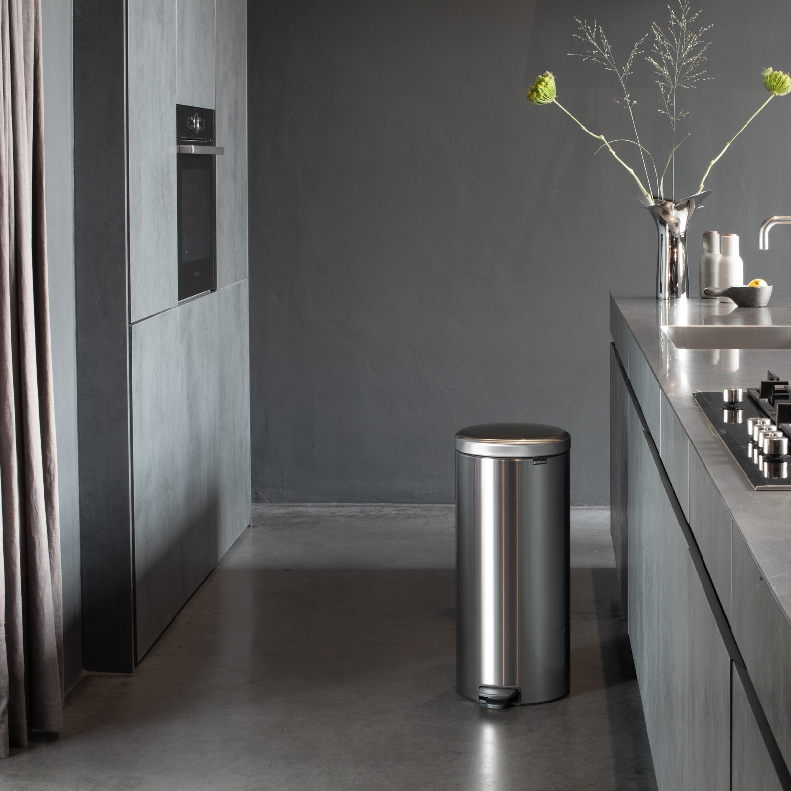 Brabantia Newicon 8gal Step-On Trash Can, Matte Steel Fingerprint Proof