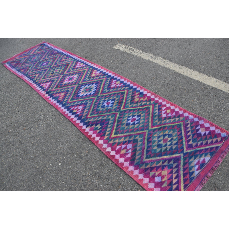 Tapis de couloir vintage kilim turc rétro avec motif Herki antique pour la cuisine ou le couloir
