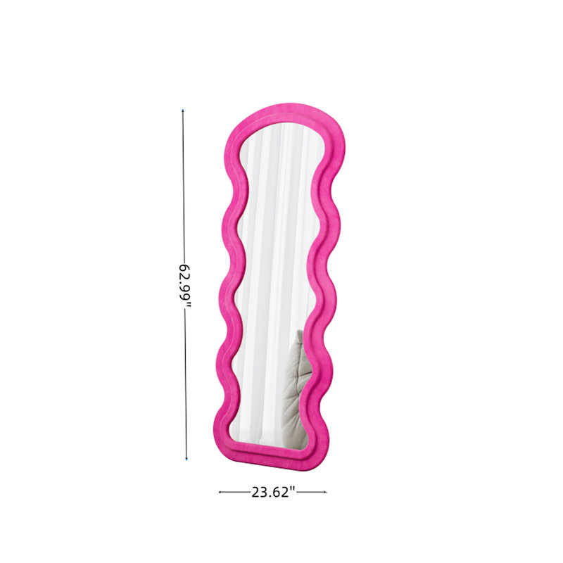 Miroir de plancher en flanelle pleine longueur Rose Wave