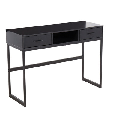 Black Contemporary Console Table With Metal Frame And Wood Top | Gift Idea