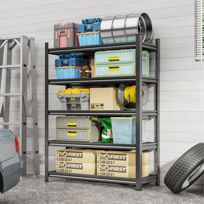 Étagère de garage à cinq étages, pouvant accueillir 2 500 lb, tablette en métal réglable, nécessite un assemblage, H 71,2 po x L 47,24 po x P 23,62 po