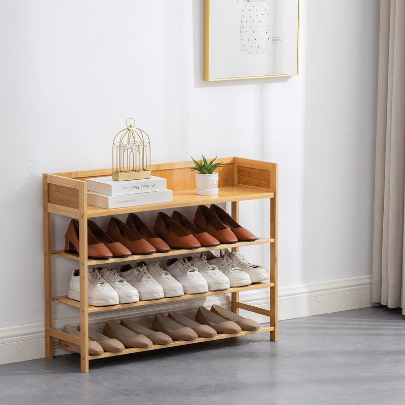 Hokku Designs Bamboo Shoe Rack Organizer, Tier Shoe Shelf