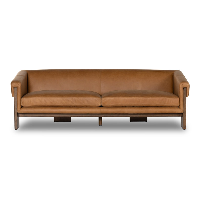 Cairo 90.5" Upholstered Sofa, Palermo Cognac Top Grain Leather