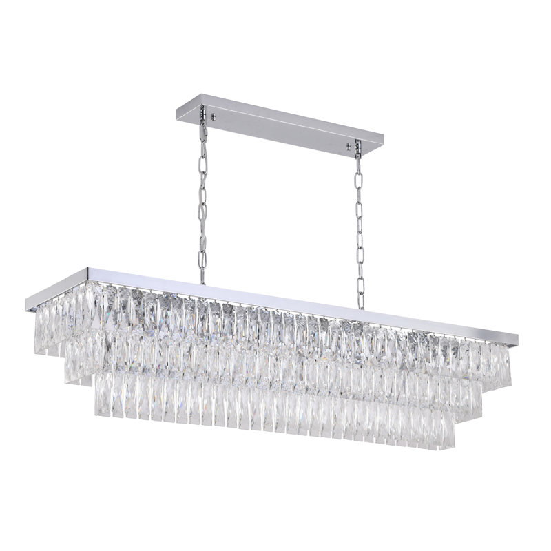 Lustre 16 lumières avec détails en cristal, Chrome chrome