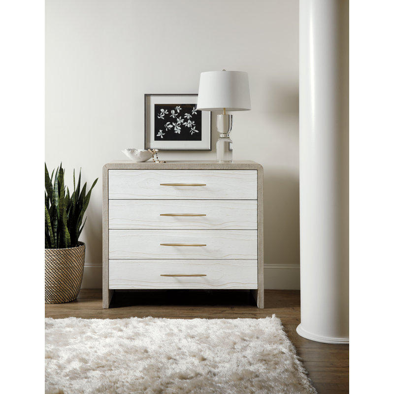 White and Beige Transitional Four-Drawer Bachelor Chest