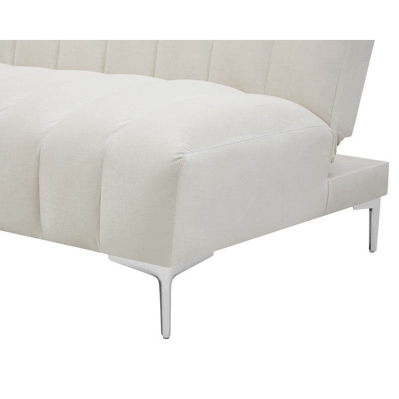 Camille 3 Seater Sofa Bed in Velvety Fabric, Ivory Velvet