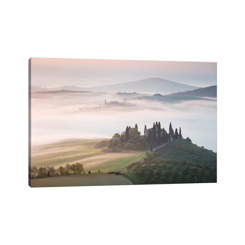 Misty Sunrise Over Farmhouse, Tuscany, Italy by Matteo Colombo - Wrapped Canvas Print, 152.5 cm H x 101.5 cm W