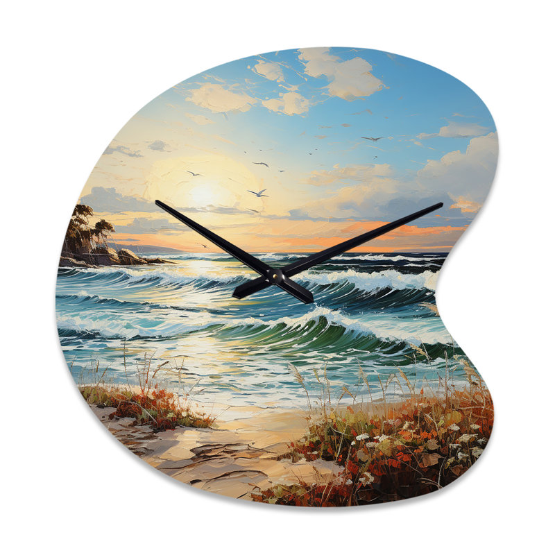 Beach Sand Euphoria III - horloge murale asymétrique en métal sable, Grand