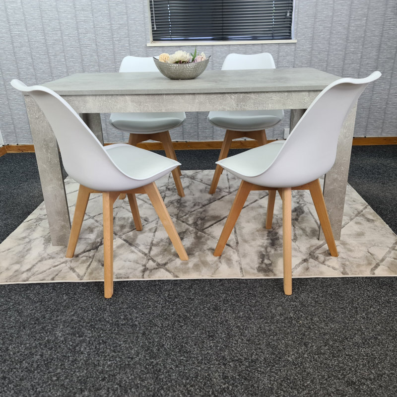 Onecre 4 - Person Dining Set, 75cm H x 117cm W x 77cm D, White