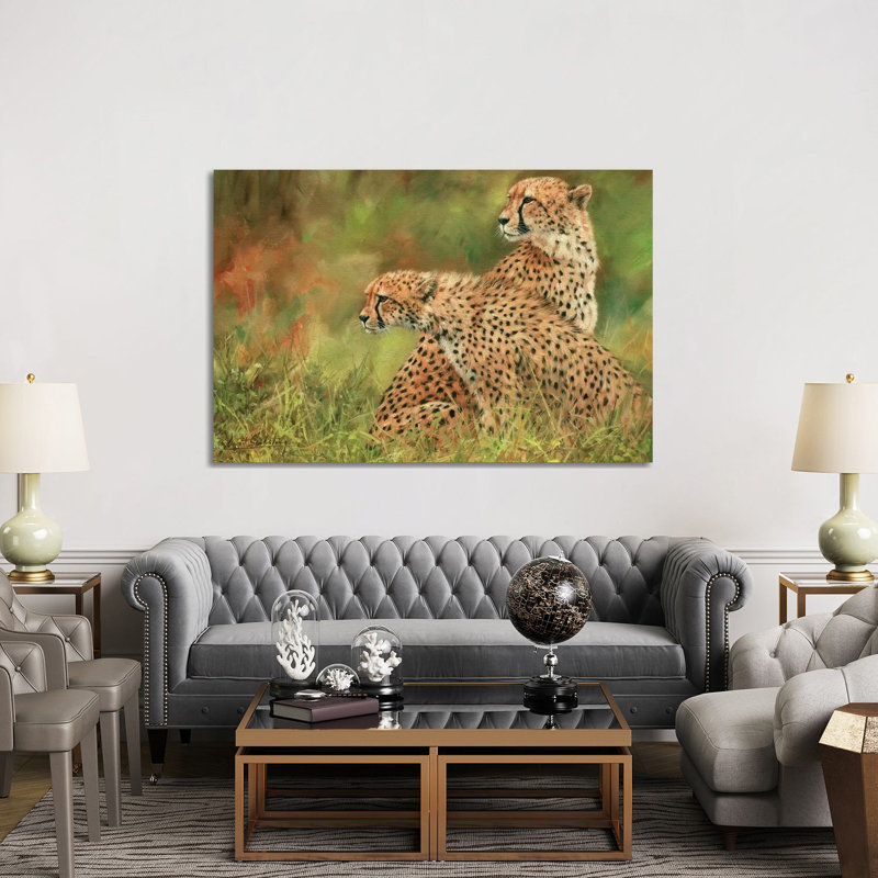 Pair Of Cheetahs 1 Piece Wrapped Canvas Wall Art, 152.5 cm H x 101.5 cm W