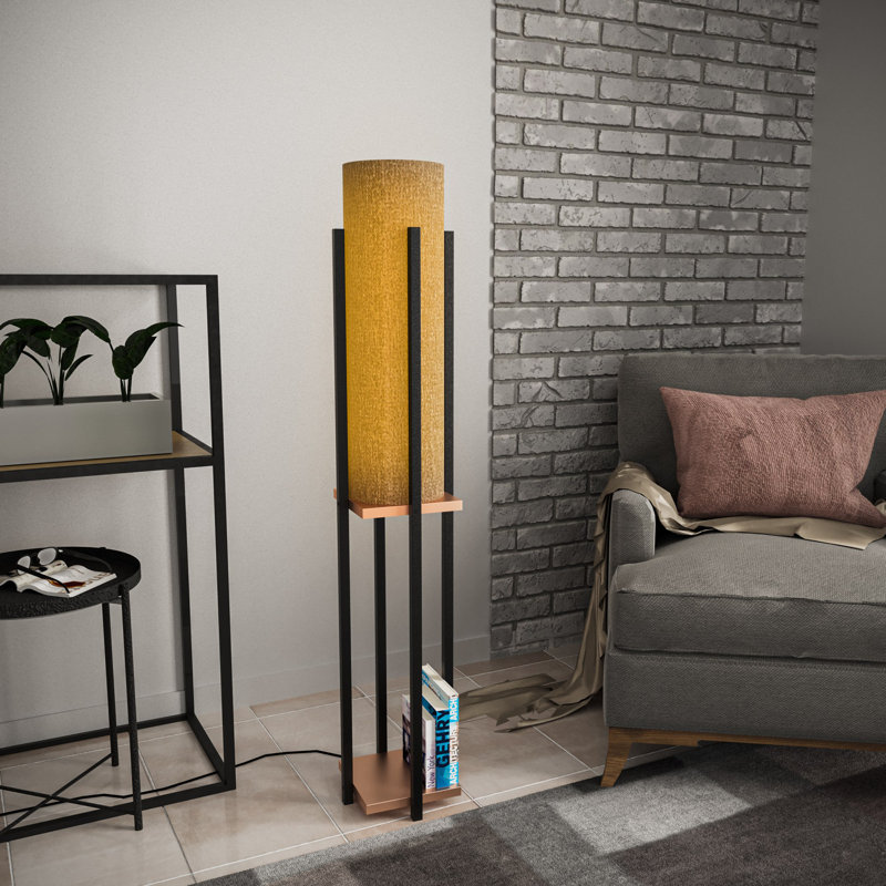 Elegant Floor Lamp with Metal Body, Black & Copper Finish, 9.8 x 9.8 x 51.2 inches | Fabric Cap, E27 Socket (Max 40W), 6.6 ft Cable, IP20 Rated | Stylish Lighting for Living Room, Bedroom & Office Spaces