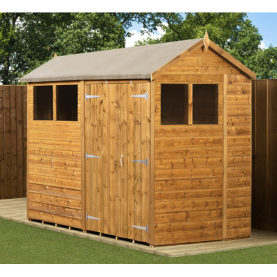 Modular Apex Garden Shed  8X6 With Windows Double Door
