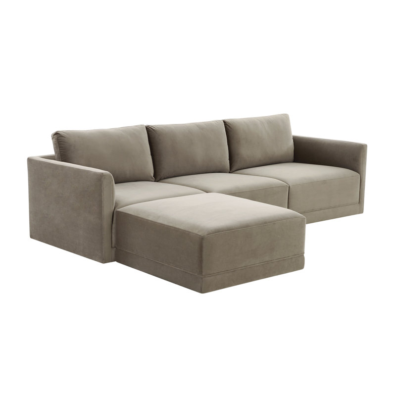 Deirdre Velvet L-Shaped Sectional Reversible, Taupe