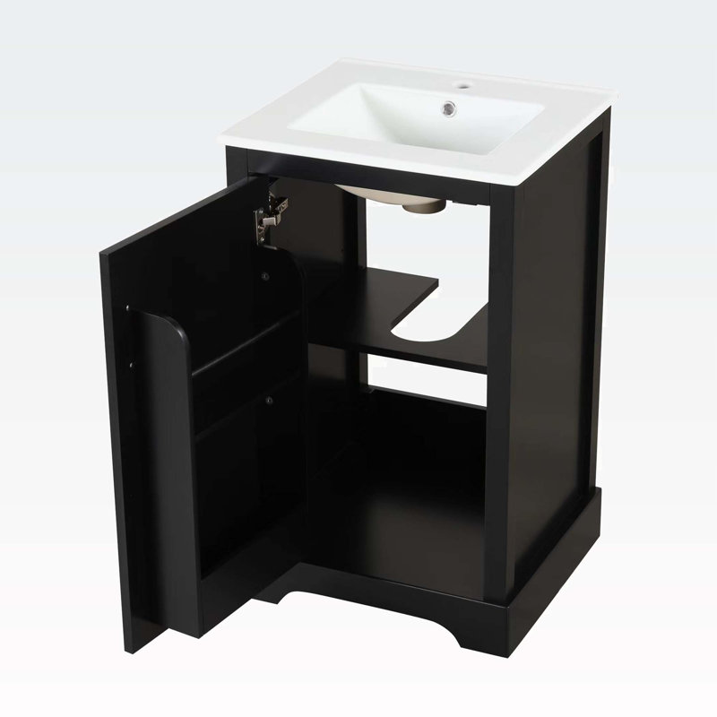 Meuble-lavabo de 20 po avec lavabo, Noir, noir, noir, noir