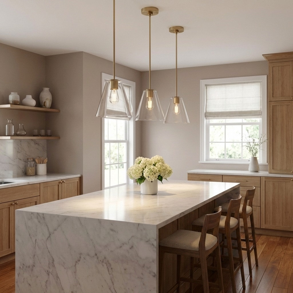 Hayden Dimmable Glass Cone Single Pendant Light, Clear, Satin Brass