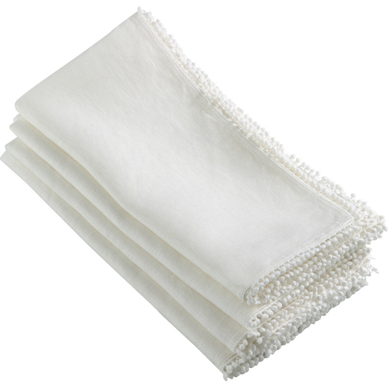 Serviette 20 po Trezza Pom Pom, Ivoire